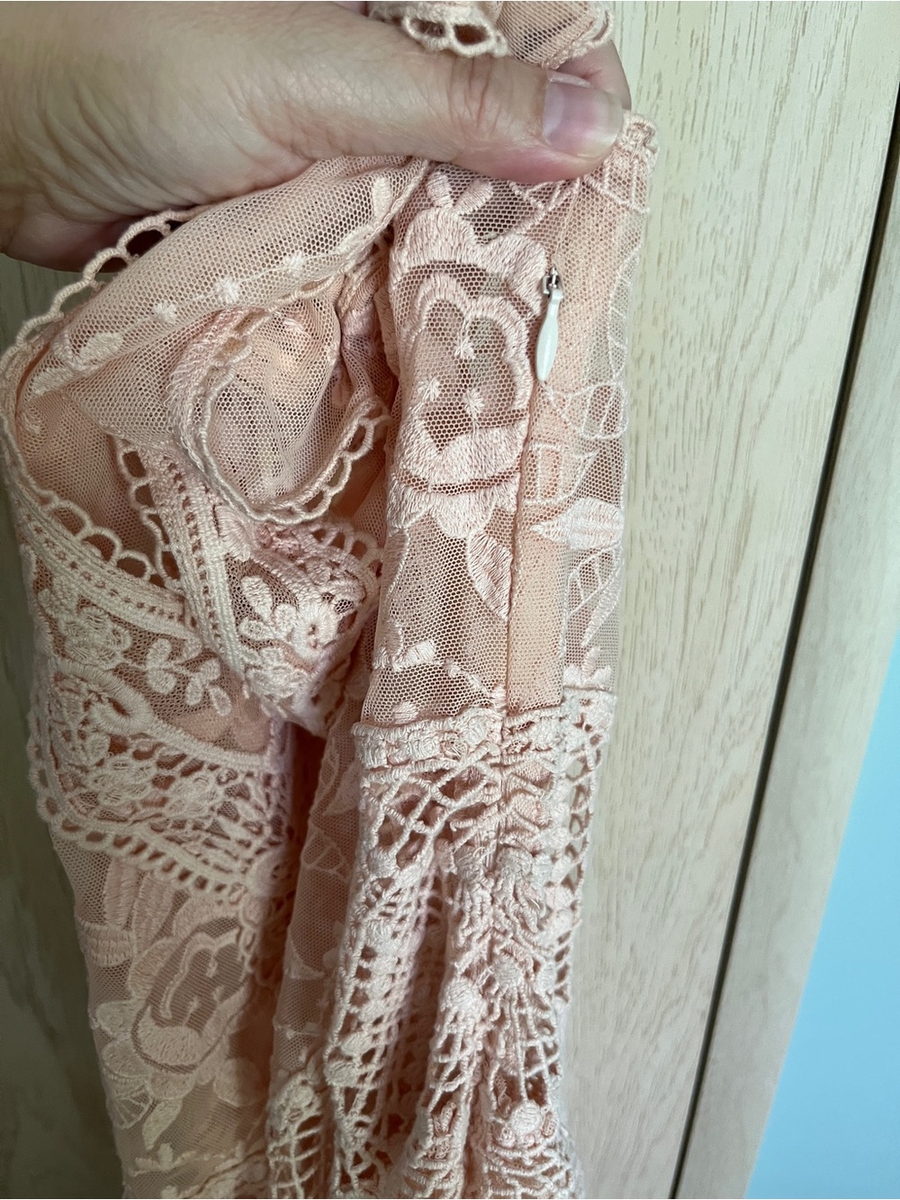 Sundance Love Always Peach Lace Romantic Embroidered Midi Dress Sz 16 No Liner - Picture 9 of 9